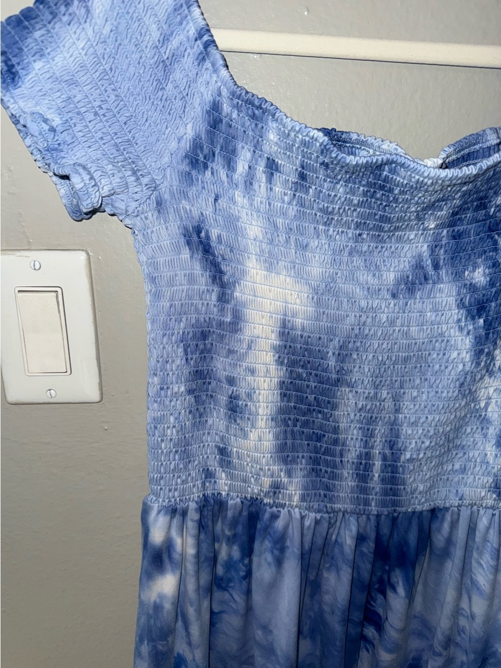 XL Blue Tie-Dye Off The Shoulder Dress - Picture 2 of 4